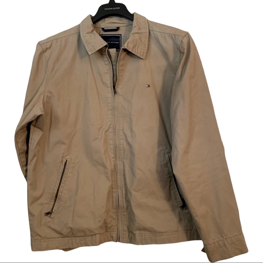 Tommy Hilfiger Mens Large khaki perry light weight full zipper jacket